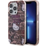 Hello Kitty Kotelo iPhone 15 Pro 6.1 vaaleanpunainen hardcase IML Tunnisteet Graffiti