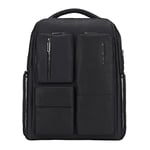 PIQUADRO W116 Grand sac à dos en cuir pour PC 15,6", Noir, XL, Professionnel