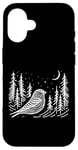 Coque pour iPhone 16 Line Art Oiseau et Ornithologue Pin Siskin