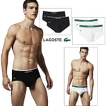 Lacoste Mens 2 Pack Premium Soft Cotton Stretch Slips Brief Pants Black Or White