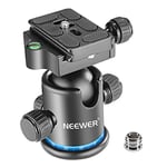 Neewer Tête sphérique Pro en métal rotative à 360 degrés avec Plaque Rapide de 6,35 mm, Niveau à Bulle pour trépied, Monopode, Curseur, Appareil Photo Reflex numérique, caméscope jusqu'à 8 kg (Noir +