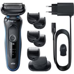 Braun Series 5 51-B1500s electric shaver + replacement heads Blue pc