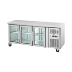 Royal Catering Mobil Saladette Kjøleskap - 410 l 3 glassdører 179,5 x 70 cm klasse B rustfritt stål