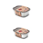 Bundle of BLACK+BLUM - 1 Small & 2 Medium Lunch Boxes - Microwavable, Plastic-Free, Stainless Steel with Leak-Proof, Airtight Lockable Lids - Safe for Microwave, Dishwasher & Oven - 600 ml + 900 ml