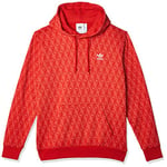 Adidas Mono Aop Hoodie Sweatshirt - Lush Red/Still Orange, X-Small