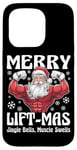 Coque pour iPhone 15 Pro Merry Lift-Mas Funny Christmas Gym Santa Design