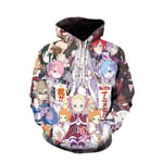 EDMKO Homme Femme Sweats À Capuche 3D Life in A Different World from Zero Imprimer Anime Japanese Vêtements De Sport Manche Longue Outwear Pullover Sweatshirt Hoodies,XS