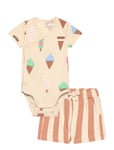 Lindex Set Wrap Body Shorts Icecream Multi/patterned