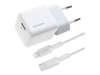 4Smarts Voltplug Mini - Strømadapter - Gan - 30 Watt - 3 A - Huawei Fast Charge, Pd, Pd 2.0, Pd 3.0, Qc 2.0, Qc 3.0, Afc, Bc 1.2, Apple 2.4A (24 Pin Usb-C) - På Kabel: Lightning - Hvit - Europa