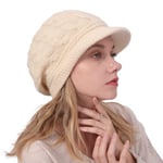 Rayson Bérets Élégance Bonnet pour Femme Chapeau Casquette Tricoté avec Peluche Doux et Respirable Chaleur en Hiver（Beige）