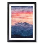 Big Box Art Swiss Mountain Painting Framed Wall Art Picture Print Ready to Hang, Black A2 (62 x 45 cm)