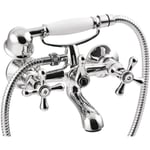 Robinet Mitigeur Baignoire Chrome Mural Manettes Croisillons