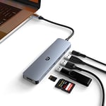 Hub USB C Double Écran, 7 in 1 Adaptateur USB C 4K UHD avec 3 * USB 3.0, HDMI, PD, SD/TF 3.0, 5 Gbps Dongle USB Type C pour MacBook Pro Air, Surface Pro, iPad Pro et Autres Dispositifs de Type C