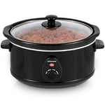 Andrew James 3.5L Slow Cooker, Removeable Easy Clean Ceramic Bowl, 3 Temperature Settings, Energy Efficient, Tempered Glass Lid, Cool Touch Handles & Non-Slip Feet (Black)