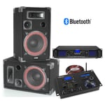 Bedroom DJ 8" Speakers and Amplifier Sound System with Bluetooth Music Mixer