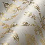 A.S. Création Architects Paper Textile Wallpaper Metallic Silk Wallpaper with Ornaments Baroque 10.05 m x 0.53 m Metallic White Made in Germany 306581 30658-1