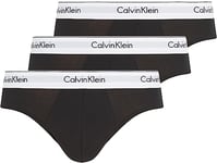 Calvin Klein Modern Cotton Stretch 3-Pack Hip Briefs, Black/white XL Black