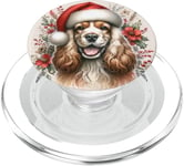 Christmas English Cocker Spaniel Dog Watercolor Artwork PopSockets PopGrip for MagSafe