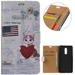 KM-WEN® Case for Nokia 5.1 Plus (5.86 Inch) Book Style Heart Cat Pattern Magnetic Closure PU Leather Wallet Case Flip Cover Case Bag with Stand Protective Cover Color-6