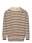 O-Neck Light Nordic Knit Sweater Tops Knitwear Pullovers Brown Petit Piao