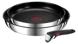 2 poêles Ø22/26 cm en inox + 1 poignée TEFAL PREFERENCE Tous feux dont induction