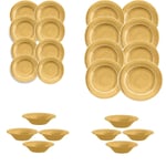 24 Piece Gold Crackle Glaze Melamine/Plastic Outdoor Dinnerware - Set for 8