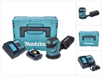 Makita DBO 180 SY1J -akkukäyttöinen eksentrinen hiomakone 18 V 125 mm + 1 x 1,5 Ah -akku + laturi + Makpac