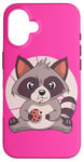 Coque pour iPhone 16 Rose Style raton laveur Nourriture Biscuits