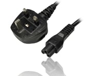 UK C5 Cloverleaf Clover Leaf Mains Power Cable 2M Lead Laptops Adaptor BS1363 UK