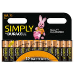 Duracell Simply Alkaline Pack of 12 AA Batteries