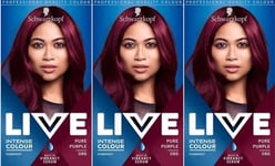 3 x Schwarzkopf Live Hair Dye Intense Permanent Colour Shade 086 Pure Purple