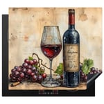 KitchenYeah© Protege Plaque Tapis Pour Induction 59x52 cm Deco Cuisine Protection Vitrocéramique Pour Cuisiniere Vin - Raisin - Boisson - Verre à vin - Fruit