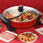 1300W 6L Electric Twin Hot Pot with Lid Kitchen Skillet Countertop Cooking Pan