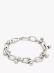 AllSaints Unisex Barbell Carabiner Clasp Bracelet, Warm Silver