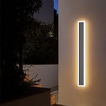 Klighten LED Applique Longue IP54 Gris Foncé Etanche Intérieur et Extérieur Fer Acrylique Plaque Eclairage Mural pour Jardins Villa, Terrasse, Couloir, Blanc Chaud 3000K, 80CM/24W