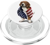 Beagle Dog Patriot Wrap dans le drapeau des USA American Spirit PopSockets PopGrip pour MagSafe