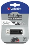 Verbatim Store 'n' Go PinStripe black 64GB, USB 3.0 (49318)