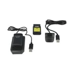 Vhbw Kit Play & Charge Compatible Avec Microsoft Xbox 360 Manette - 1x Chargeur, 1x Câble D'alimentation, 2x Batterie, Noir