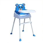 Chaise haute enfant,Table à Manger réglable hauteur et tablette 3 coloris Chaise haute pour bébé Pliable Avec plateau 4 en 1 pour bébé (Bleu)