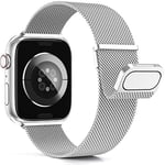 Higgs Métal Bracelet Compatible avec Bracelets Apple Watch 40mm 41mm 38mm 44mm 42mm Ultra 2 49/46/45mm Femme,Bracelet Double Magnétique pour iWatch Series 10 9 SE(se 2) 8 7 6 5 4 3 2 1, Metal Milanais