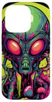 Coque pour iPhone 14 Pro Tête d'extraterrestre verte mignonne visage OVNI || Alien