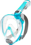 Cressi Duke Full Face Snorkel Dry Mask - Available in Standard Version or with Action Cam Holder, Adult Unisex,Clear/Aquamarine,S/M