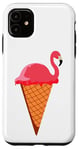 Coque pour iPhone 11 Glace Gaufrier Boule de glace Flamant rose