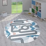 Paco Home Tapis Enfant, Tapis Chambre Jeu Garçon Fille Moderne Antidérapant, Dimension:160 cm Rond, Couleur:Crème