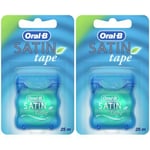 2 x Oral-B Satin Floss Dental Tape Mint, Comfort Grip, Satin-Like Texture - 25m