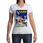 T-Shirt Femme Col V Olive Et Tom Captain Tsubasa Manga Anime Cartoon Japon Foot