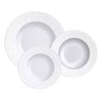 Tramontina - Ensemble d'assiettes plates 27cm, creuses 23cm et a dessert 21cm en porcelaine Alicia. Lot de 12.