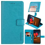 Google Pixel 4A 4G Premium Leather Wallet Case [Card Slots] [Kickstand] [Magnetic Buckle] Flip Folio Cover for Google Pixel 4A 4G Smartphone(Sky blue)