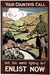 W77 Vintage WWI Fight For Your Country's Call British Join Enlist In The Army World War 1 Recruitment Poster WW1 Re-Print - A2+ (610 x 432mm) 24" x 17"