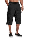 MAGCOMSEN Mens Work Shorts Multi Pockets Combat Shorts Baggy Lightweight Summer Shorts Mens 3/4 Length Breathable Cargo Trousers Men Elasticated, 36, Black